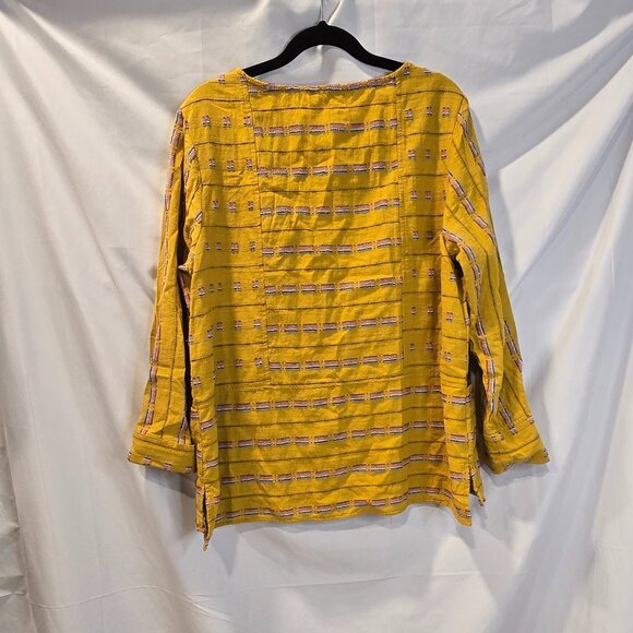 Habitat Clothes To Live In Shirt Mustard Embroidered Pockets Size Small - Picture 6 of 7